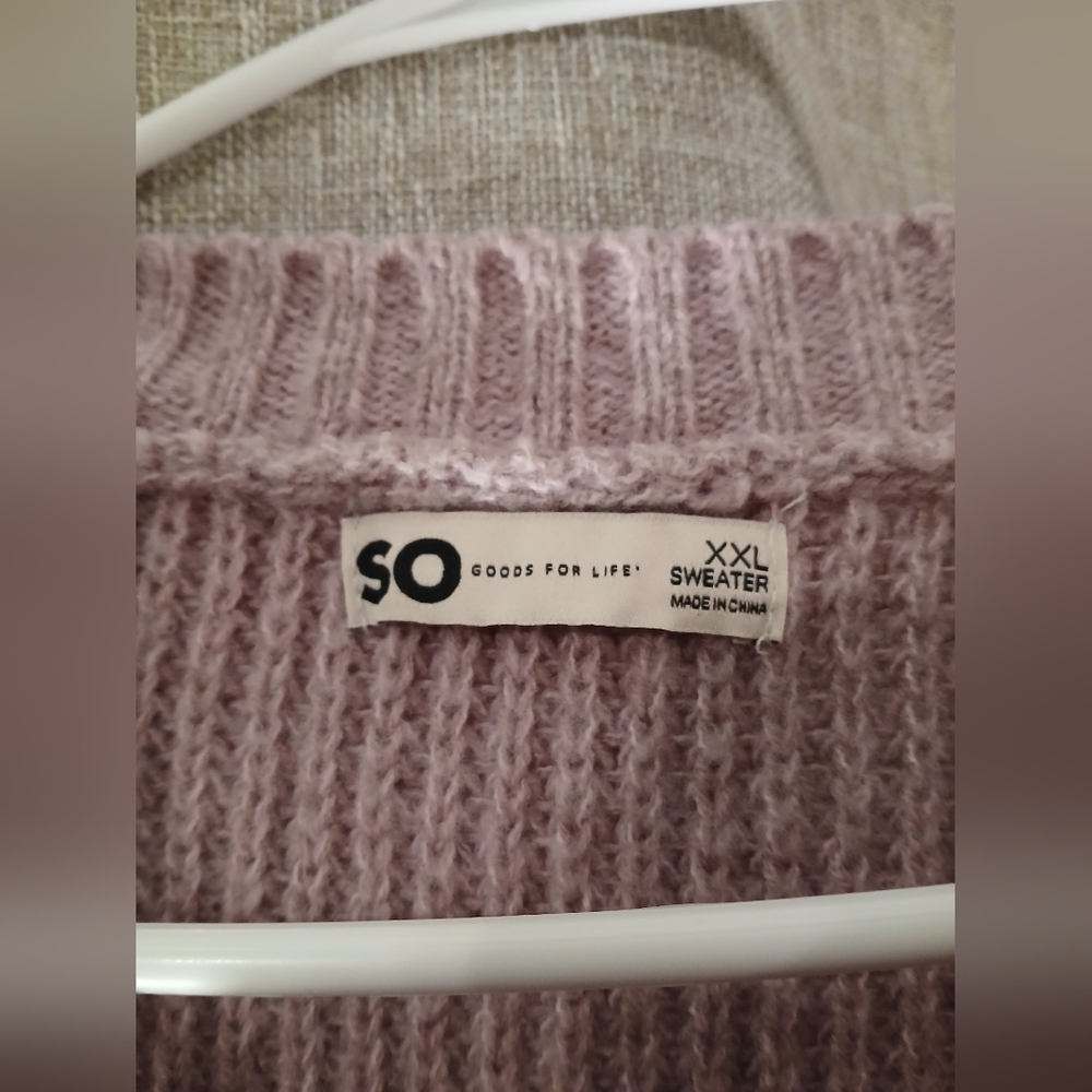 SO WOMEN'S XXL LIGHT PURPLE LONG SLEEVE  SWEATER 💜 - Picture 2 of 4